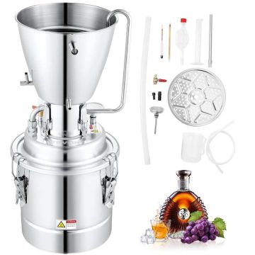 Water and alcohol 304 stainless steel distillation apparatus, 30 L, with 6 winding coil and thermometer