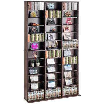 Szafka na nośniki, regulowana, mieści do 1080 płyt CD/DVD, espresso