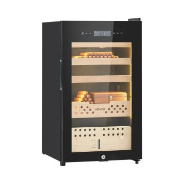 Elektryczny humidor na cygara 70 l, pojemność 400 cygar, chłodzenie kompresorowe, drewno cedrowe, 4 warstwy
