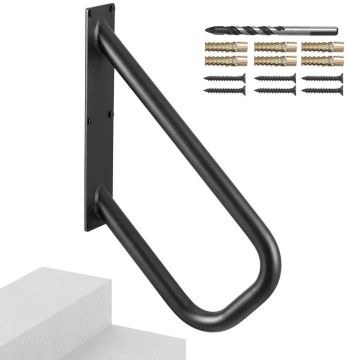 Outdoor Wall Mounted Stair Railing, 18.9 Inch, Matte Black