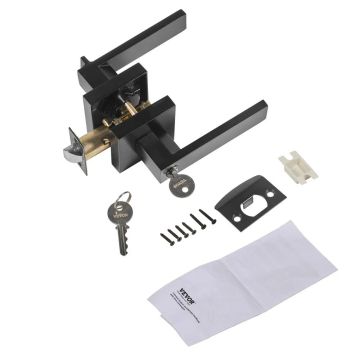 Entrance door lever, black, square, universal rotation