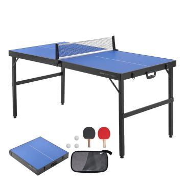 Foldable MDF table tennis table, complete with rackets and balls