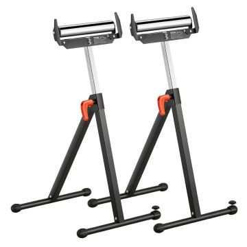 Table saw woodworking extension supports, 2 pcs., adjustable height, polished steel rollers