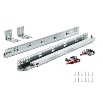 6 pairs of 533 mm steel kitchen drawer runners with silent soft-close locking mechanism