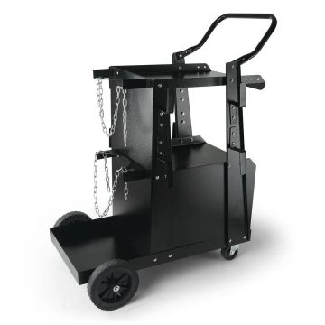 Welding trolley with lockable cabinet, 120 kg, 360° castors