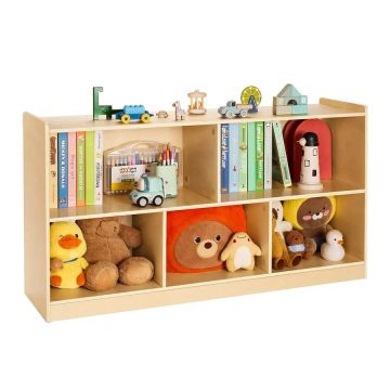 Regał na książki dla dzieci Montessori, 114 cm, brązowy, witryna 5-częściowa