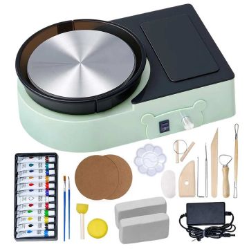 Mini Ceramic Rotary Wheel 158mm, Adjustable Speed, Green, Electric Clay Sculpting Tool