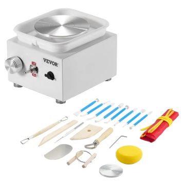 Elektryczne mini ceramiczne koło, regulowana prędkość, białe, 18 akcesoriów
