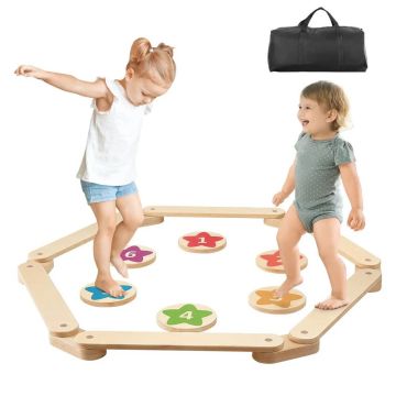Wooden balance beams with stones, 6 pcs., montessori toy for children 2-6 m