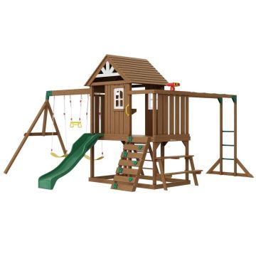 Wooden 10-in-1 Playground Swing with Slide and Ladder