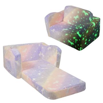 Rozkładana sofa dziecięca, kolory tęczy, 2 w 1