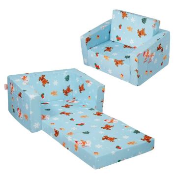Sofa dziecięca rozkładana, niebieska, do pokoju zabaw