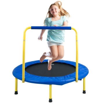 Składana trampolina dla dzieci o średnicy 91,4 cm z uchwytem piankowym, do użytku wewnątrz/na zewnątrz