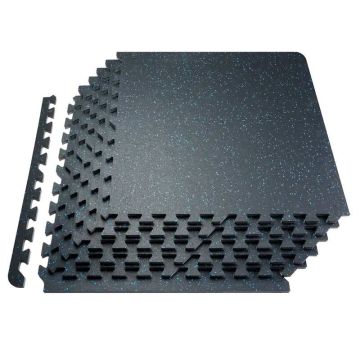 Rubber gym floor mats, 0.56" thick, 48 sq m, black and blue