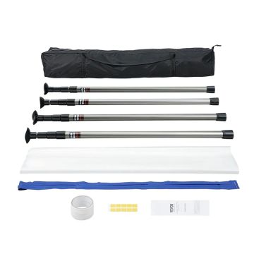 Dust barrier system with telescopic poles and magnetic zipper, 12 feet, plastic film, carrying bag