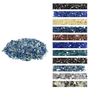 Fireplace glass and stones, 12.7 mm, cobalt and aqua blue, glossy