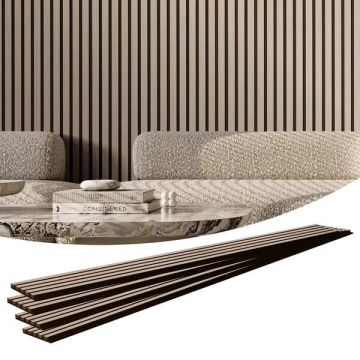 Wooden acoustic wall panels, 7.9x94.5 inches, silver color