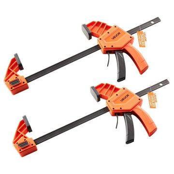F-Shaped Woodworking Clamps, 30.48 cm, 2 pcs., Orange Black