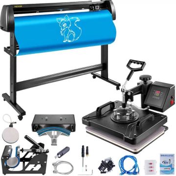 5-in-1 digital 15x12 inch heat press and 53 inch vinyl cutter with signmaster software