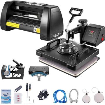 5-in-1 digital 15"x12" heat press and 14" vinyl cutter with signmaster software