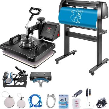 5 in 1 digital heat press 15x12" and 34" vinyl cutter with signmaster software