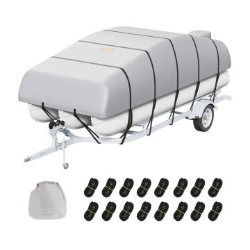 Pontoon boat cover 19-20 feet, waterproof, gray, 800D PU oxford