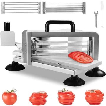 Manual stainless steel tomato slicer with non-slip feet, 3 sizes