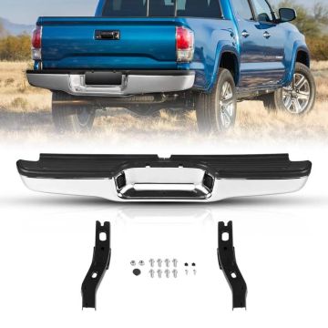 Tylny chromowany stalowy zderzak ze stopniem i oświetleniem tablicy rejestracyjnej do Toyoty Tacoma 1995–2004