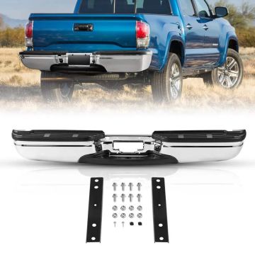 Chromowany stalowy zderzak tylny ze stopniem i oświetleniem, Ford F250/F350 1999–2007