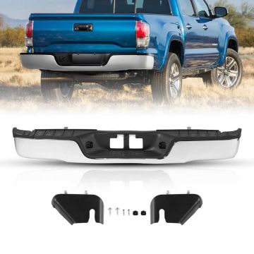 Chrome steel rear bumper with step and license plate light for Toyota Tundra 2007–2013