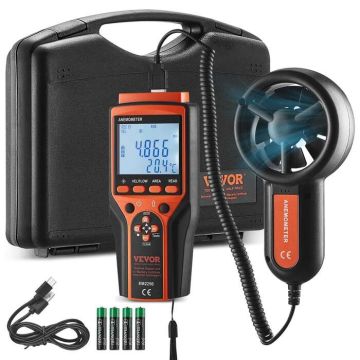 Digital Handheld Anemometer with LED Display, Wind Speed ​​and Temperature, 14℉-140℉, HVAC, Sailing
