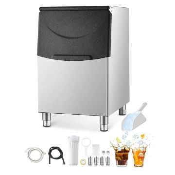 Stainless Steel Commercial Ice Storage Bin, 250 lbs, with Filter and Adjustable Legs