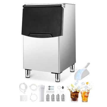 Commercial Stainless Steel Ice Storage Bin, 250 lbs, Adjustable Legs