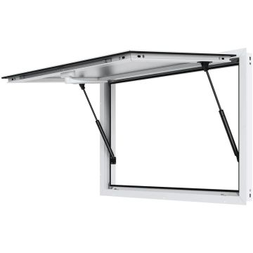 Food truck service window, 122x91 cm, aluminum, with awning door and tow hook