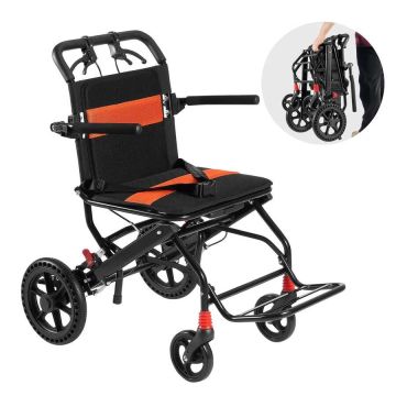 Folding wheelchair transport chair, aluminum, 45.7 cm, 99.8 kg