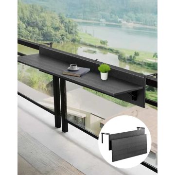 Hanging Folding Balcony Table, 12x48 Inch, Bar Table for Railing
