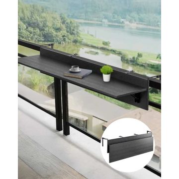 Hanging balcony table, foldable, 12 x 59 inches, for terrace and veranda
