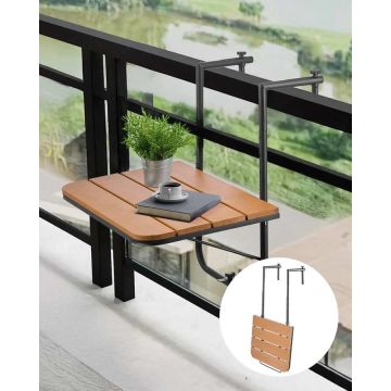 Hanging folding balcony table, 25x24 inches, adjustable