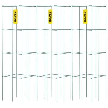Tomato cages, 14.6x14.6x39.4 cm, 3 pcs., green, steel with PVC coating