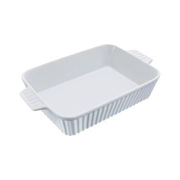 Ceramic rectangular baking dish 9x13", white, with handles