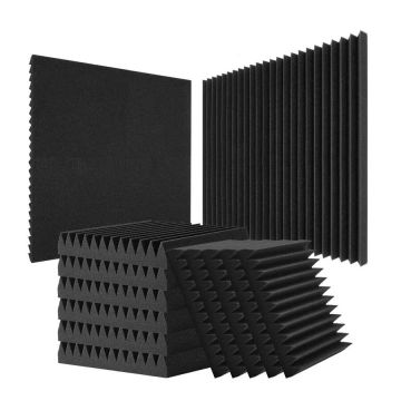 Panele akustyczne piankowe 12x12x2 cale, czarne, 50 szt., do izolacji akustycznej