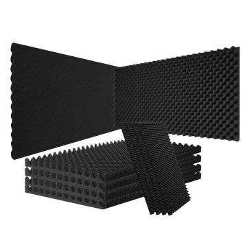 Acoustic foam panels, 48x24x2 inches, egg-shaped, black, 2 pcs.