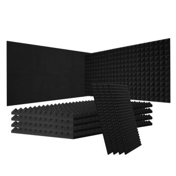 Panele akustyczne z pianki czarnej, 48x24x2 cale, 4 szt., do pierwszej warstwy pochłaniającej dźwięk