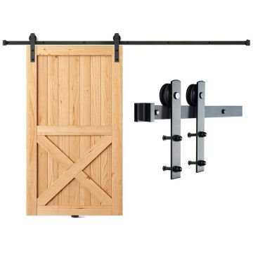 Sliding barn door hardware set, 150 kg, 140-158 cm, I-shaped pulley
