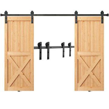 Sliding barn door hardware kit, 243.8 cm, for double doors, 112-131 cm wide, silent pulley