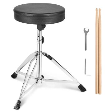 Drum chair, adjustable height 490–585 mm, padded, non-slip feet, 360° swivel