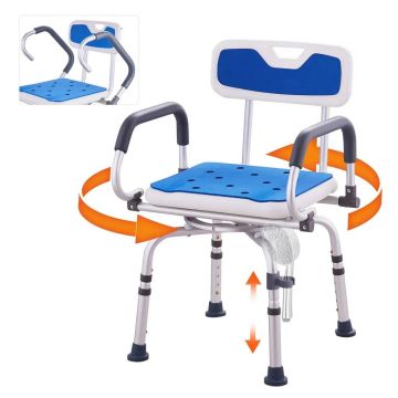 Swivel Adjustable Shower Chair with Handles, Non-Slip, 400 Pound Capacity