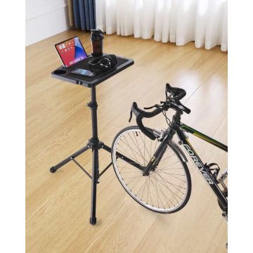 Stationary adjustable bike exercise table with support