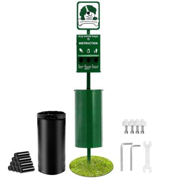 Dog waste station, 11.5 gallon, with bag dispenser and bags