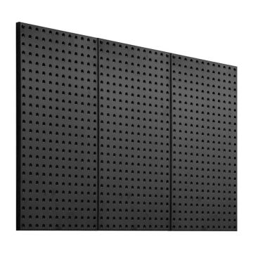 Metal perforated steel boards 24x12", black, 3 pcs., wall organizer